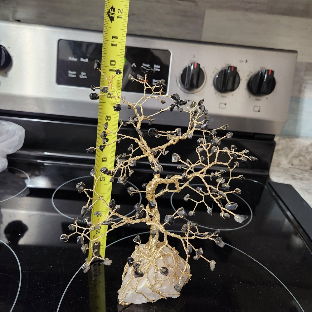 Gold Wire Gemstone Tree Sculpture - Picture 2 of 8